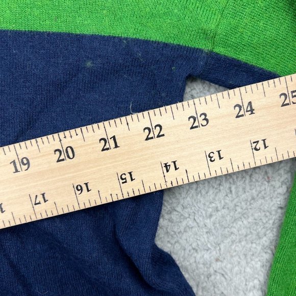 Payton Colorblock Navy Blue Green Viscose Blend Sweater Side Slits Size Medium - Picture 5 of 7